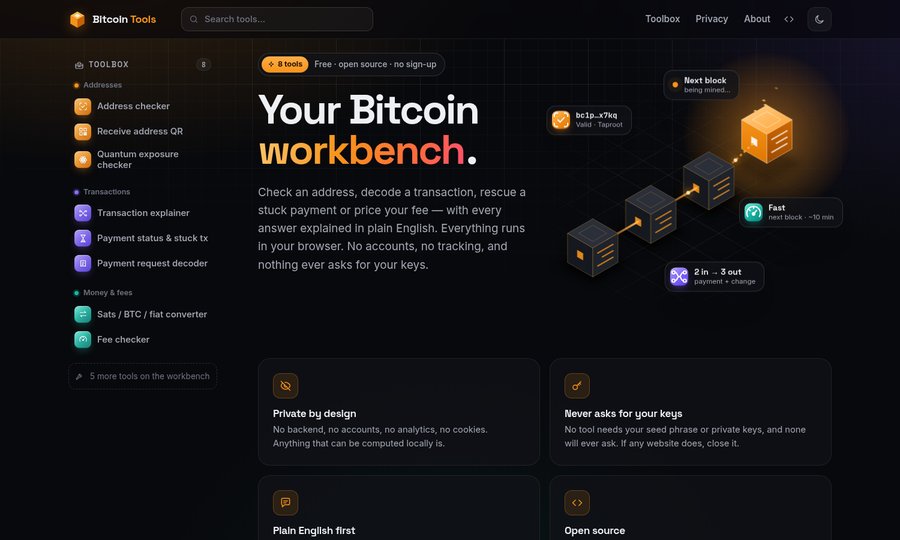 Bitcoin Tools — simple, private Bitcoin tools explained in plain English