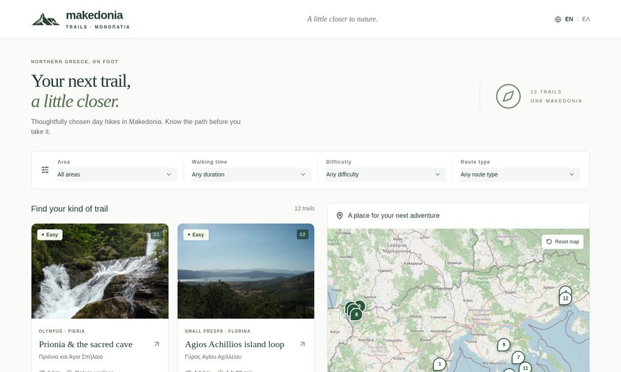 Makedonia Trails — day hikes in northern Greece with trail guides and an interactive map