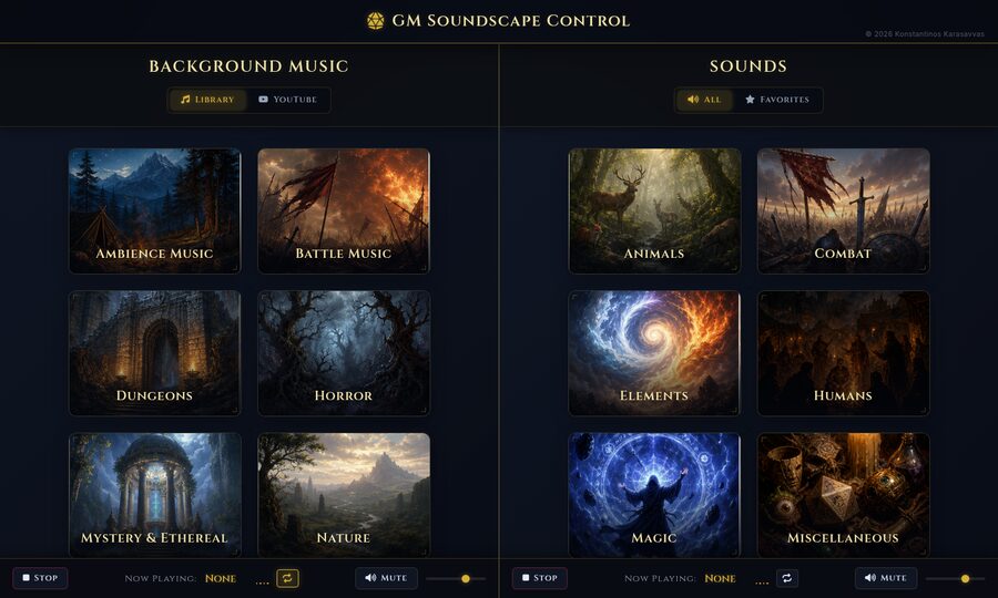 RPG Soundscape — soundboard for tabletop game masters